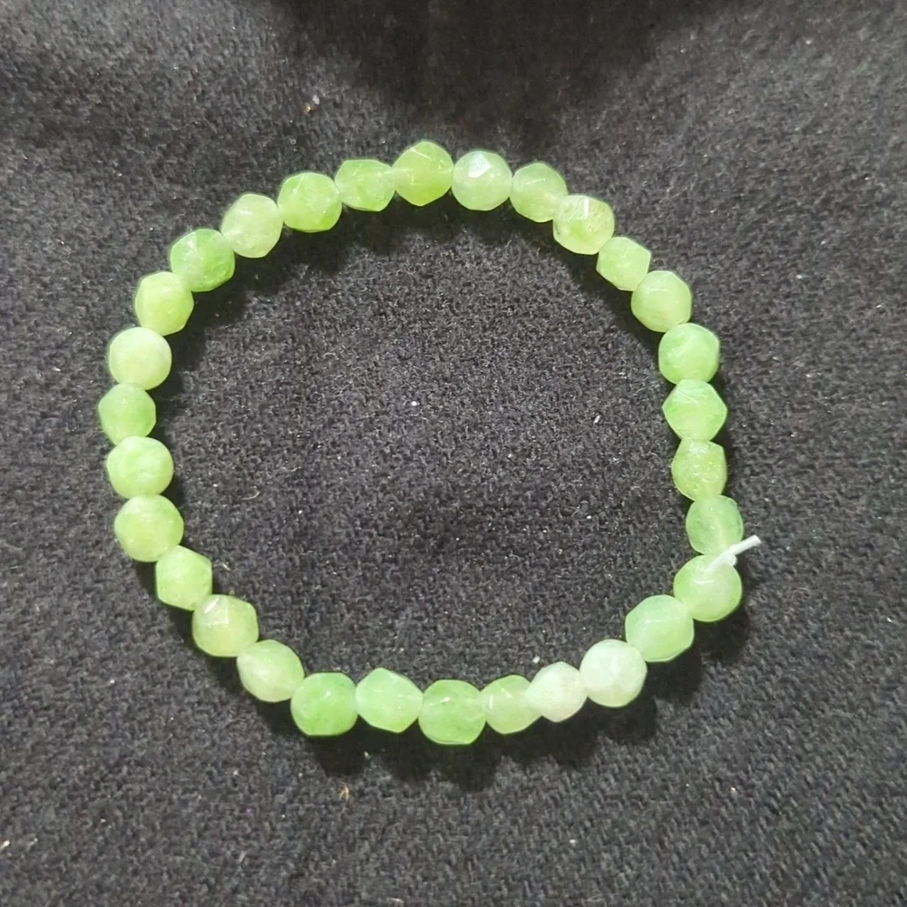 Light Green Faceted Peridot Gemstone Beaded Stretchy Statement Bracelet
